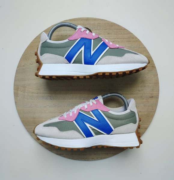 New Balance 327 White/Kaki/Pink/Blue T.37